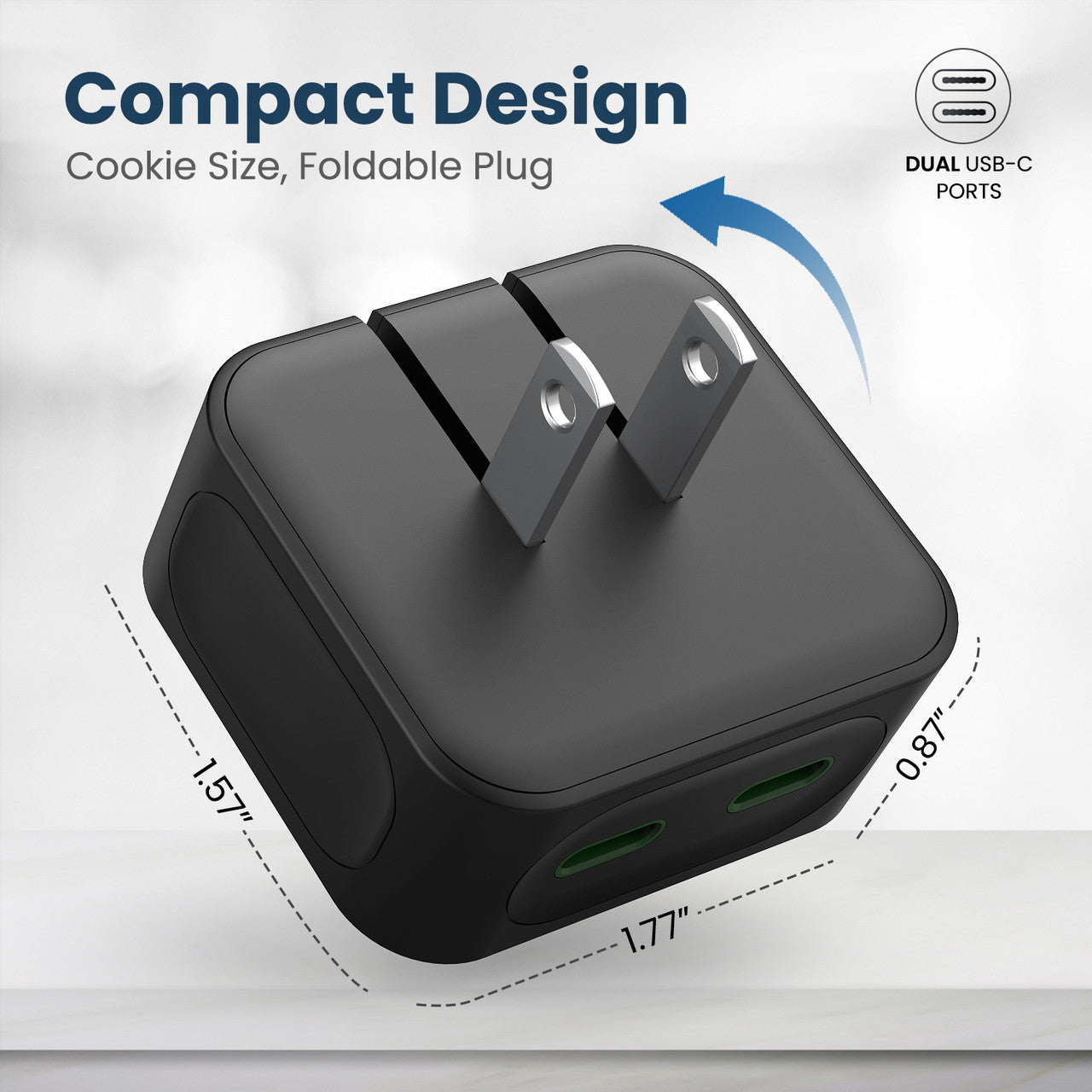 UPTab 40W USB C Charger, Fast Compact Adapter 2 Port PD Wall Compact Foldable Power Adapter for iPhone 15/Plus/Pro/Pro Max 14/Mini/Pro/Pro Max /12, Galaxy S22/S21/S20/Note 20 PPS, Pixel, MacBook, iPad